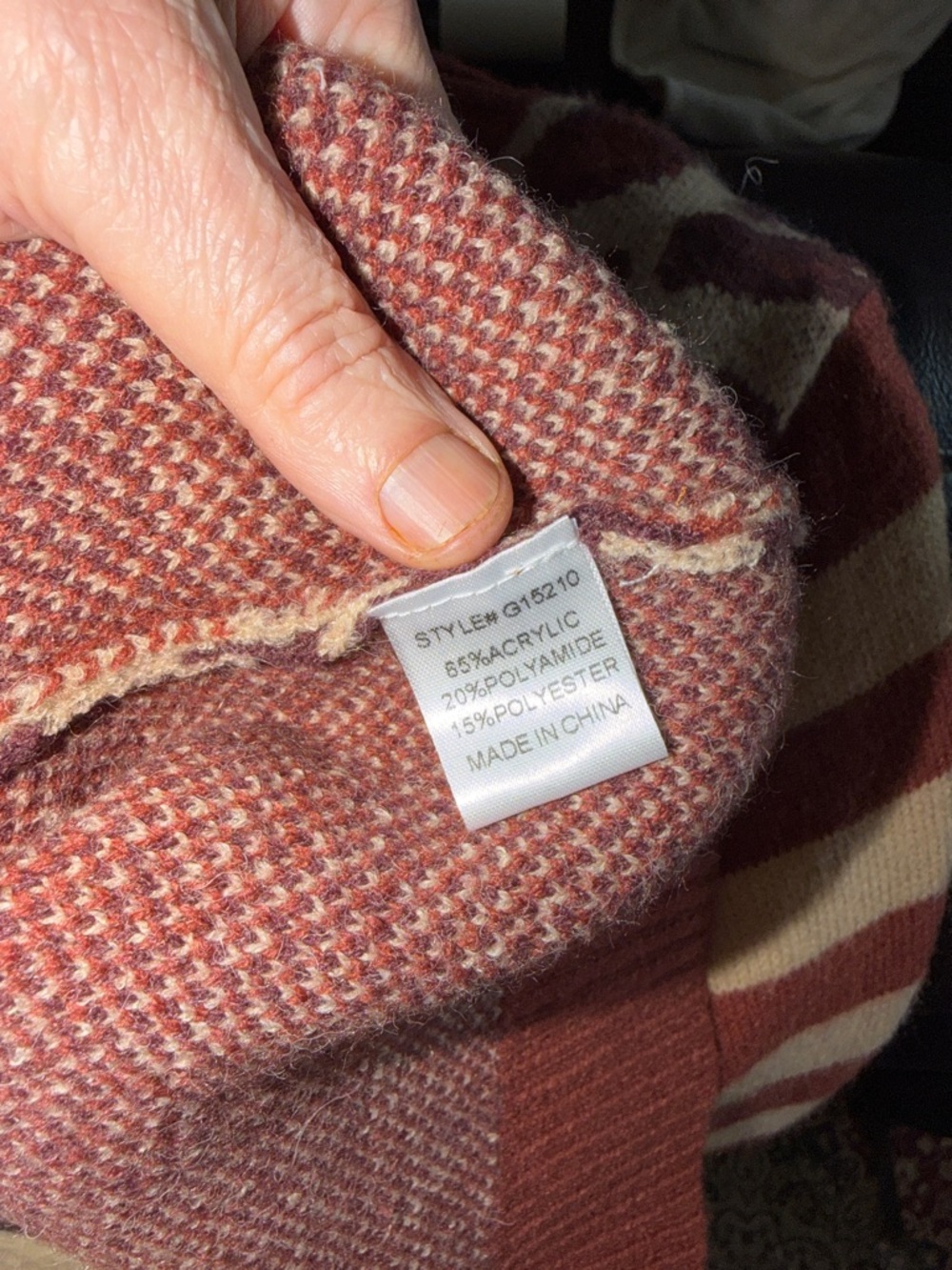 Frame Denim Leopard & Stripe Crewneck Sweater in Rust and Creamy Beige - Picture 4 of 4